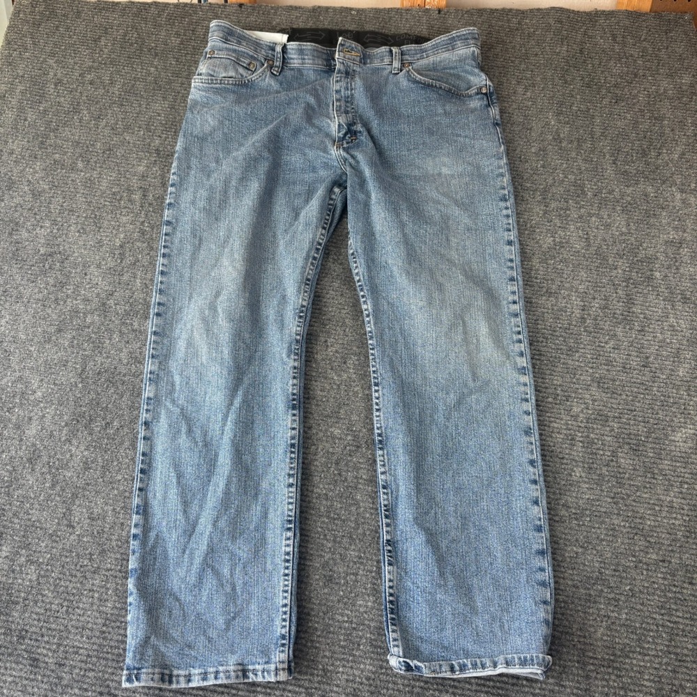 Lee Riders Mens Comfort Flex Straight Leg Light Wash Blue Denim Jeans 38x30